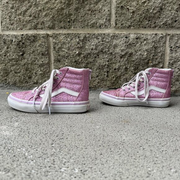VANS Purple Glitter High-Top Sneakers Girls 13 Sk8-Hi Boots Toddler Girl VGUC - Picture 2 of 13